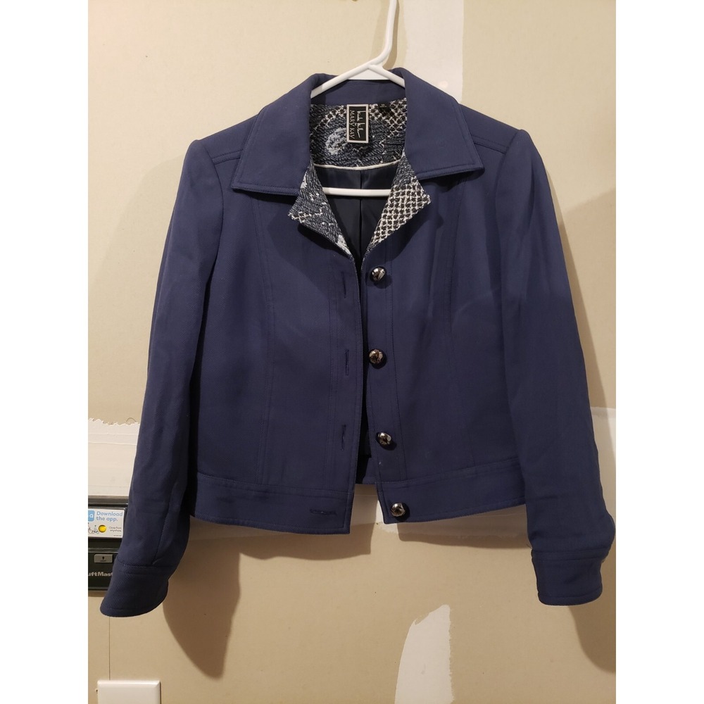 Womens Nicole Miller‎ For Mary Kay Blazer Jacket Blue Size 0R